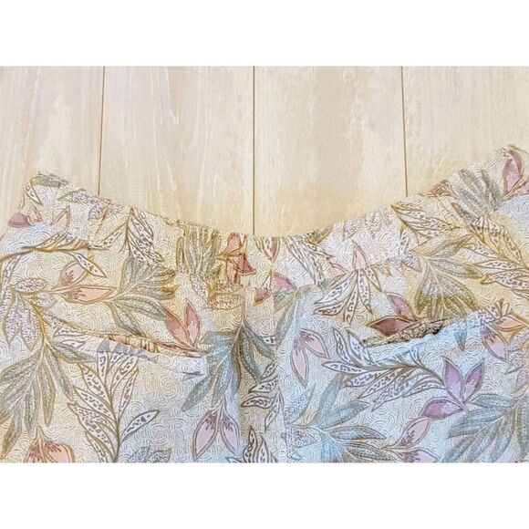 Cynthia Rowley XL 100% Linen Pull-on Shorts Size XL Neutral Colors Leaf Print - Picture 5 of 7